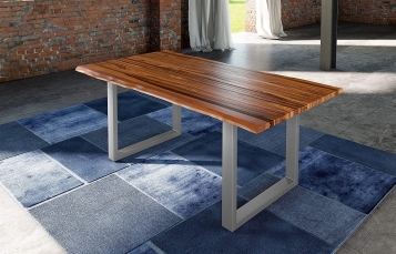 SAM® Esszimmertisch cognacfarben Akazienholz geteilt silber 120 cm ISABELLA
