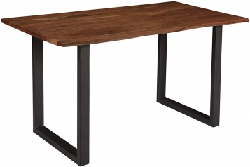  Esstisch Baumkante massiv Akazie nussbaum 130 x 75 cm U-Gestell schwarz INSA