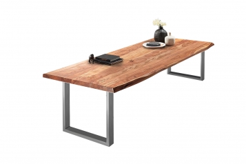 Esstisch Baumkante massiv Akazie natur 240 x 110 silber VALIN