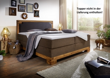 SAM® Boxspringbett 200 x 200 cm Stoff- und Kunstlederbezug braun BARRINGTON