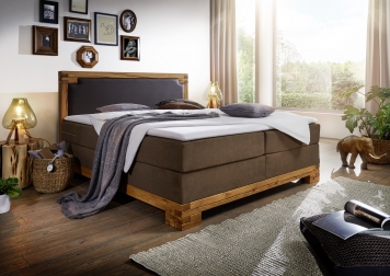 SAM® Boxspringbett 180 x 200 cm Stoff- und Kunstlederbezug braun BARRINGTON