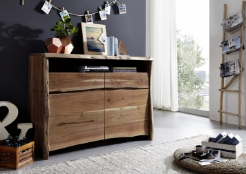 Sideboard 131 x 96 x 45 cm Akazienholz massiv nussbaumfarben NILS I