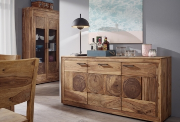 Sideboard 170 x 82,5 x 40 cm Akazienholz massiv naturfarben NORA