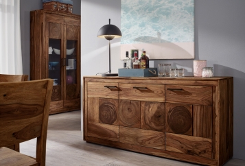 Sideboard 170 x 82,5 x 40 cm Akazienholz massiv nussbaumfarben NORA