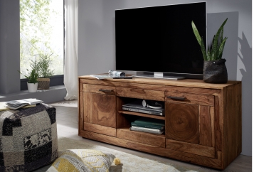 Lowboard TV-Schrank 150 x 60 x 46 cm Akazienholz nussbaumfarben NORA II