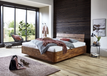 SAM® Schwebebett Holzbett Akazienholz 180 x 200 cm geteiltes Kopfteil LANZAROTE