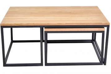 SAM® Couchtisch 2er Set massiv + geölt Wildeiche 100 x 60 schwarz Syla
