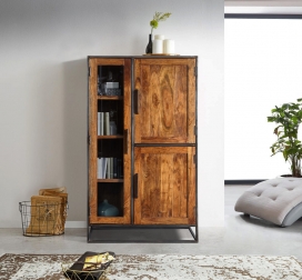 Highboard 90 x 160 x 40 cm Akazienholz massiv nougatfarben OKLAHOMA I