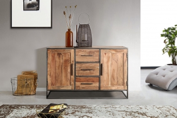 Sideboard Lowboard 150 x 90 x 40 cm Akazienholz stonefarben OKLAHOMA