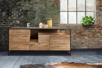 Sideboard Kommode 175 x 85 x 45 cm Akazienholz stonefarben SYDNEY