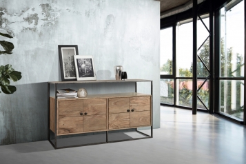 Sideboard Kommode 150 x 83 x 40 cm Akazienholz stonefarben SYDNEY