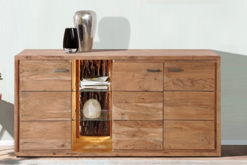 Sideboard Kommode 175 x 78 x 40 cm Akazienholz stonefarben KATI