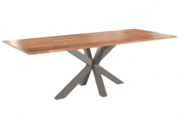 Esstisch Baumkante massiv Akazie natur 300 x 100 silber SPYRO