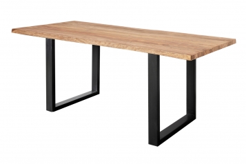 Baumkante Esstisch Indisches Rosenholz naturbelassen 240x100 U-Gestell schwarz Lotti
