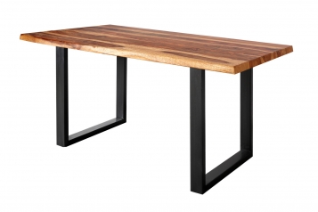 Baumkante Esstisch Indisches Rosenholz shinafarben 180x90 U-Gestell schwarz Lotti