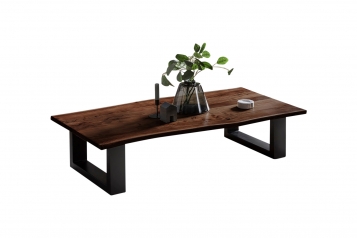 Couchtisch Baumkante massiv Akazie naturfarben 115 x 60 cm schwarz SPOONER