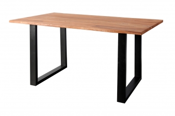 Baumkante Esstisch Indisches Rosenholz teakfarben  180x90 schwarz MAREK