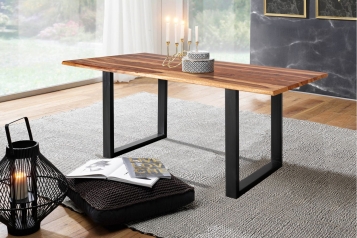 Baumkante Esstisch Indisches Rosenholz shinafarben  160x85 schwarz MAREK