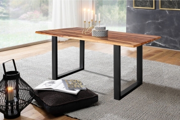 Baumkante Esstisch Indisches Rosenholz shinafarben 140x80 schwarz MAREK