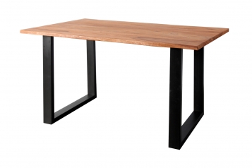 Baumkante Esstisch Indisches Rosenholz teakfarben  140x80 schwarz MAREK