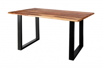 Baumkante Esstisch Indisches Rosenholz shinafarben  120x80 schwarz MAREK