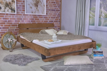 Balkenbett Massivholzbett 180x200 cm Fichte honigfarben Similan