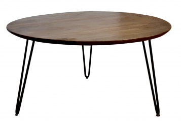 Couchtisch Akazie massiv Hairpin-Gestell Metall 90x90x45 cm nussbaumfarben schwarz Nagar