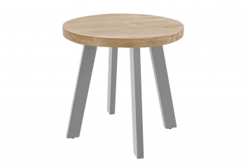 Esszimmertisch rund 90 cm Akazienholz naturfarben silber SOPHIA