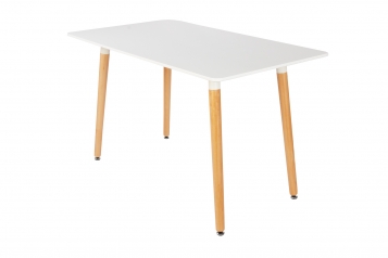 Esstisch 120 x 70 MDF-Holz Weiß Füße Buche DANIEL