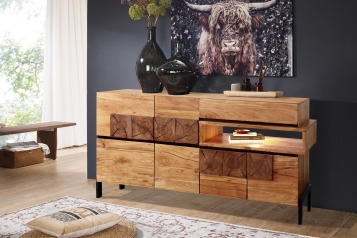 Kommode 182 x 95 x 45 cm Akazienholz stonefarben LAURETTE