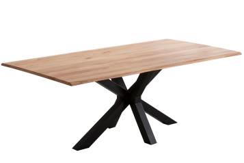 Esstisch Baumkante Massiv Wildbuche 180 x 90 schwarz Spider-Gestell Gent