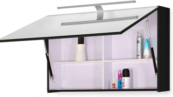 Badmöbel Spiegelschrank 100 cm Hochglanz schwarz ZÜRICH DELUXE