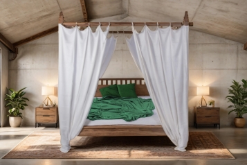 Himmelbett 180x200 cm Massivholzbett Akazie natur Zoe
