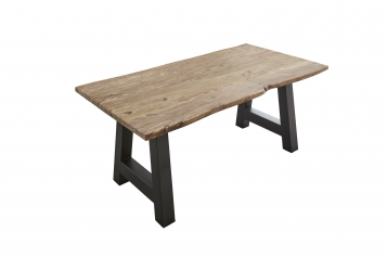 Baumkante Esstisch Indisches Rosenholz natur 160x85 A-Gestell schwarz Lotti