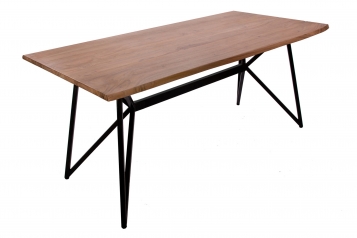 Esstisch Baumkante 175 x 90 cm Akazie nougat Drachen-Gestell schwarz KITE