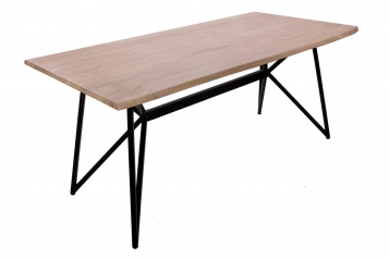 Esstisch Baumkante 175 x 90 cm Akazie stone Drachen-Gestell schwarz KITE