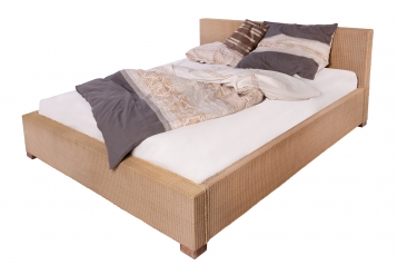 Loombett Korbbett Doppelbett Beige aus Loom-Geflecht 140 x 200 cm TUNIS