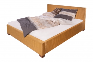 Loombett Korbbett Doppelbett Honigfarben aus Loom-Geflecht 180 x 200 cm TUNIS