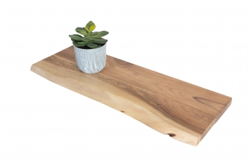 Steckboard mit Baumkante Wandregal Akazie massiv naturfarben lackiert 70 x 20 Amanda