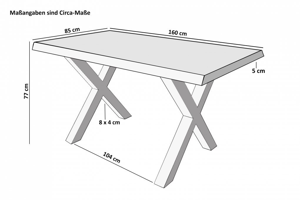 Esstisch Baumkante massiv Akazie Natur 160 x 85 X-Gestell schwarz CALI itemprop=