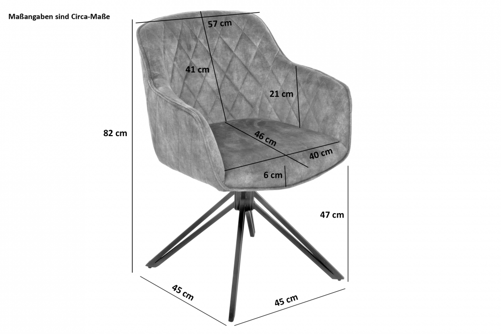 Esszimmerstuhl Drehstuhl 180 Grad mit Armlehnen Samtbezug Braun Rautenmuster klein SAMOS itemprop=