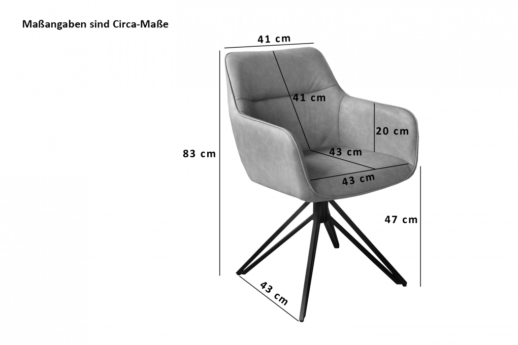 Esszimmer Drehstuhl, Kunstlederbezug Anthrazit Metallgestell PITT itemprop=