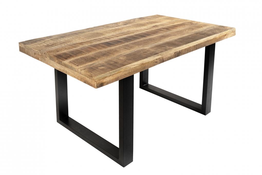 Esstisch Mango Massiv naturfarben 140 x 80 cm U-Gestell schwarz RIO itemprop=