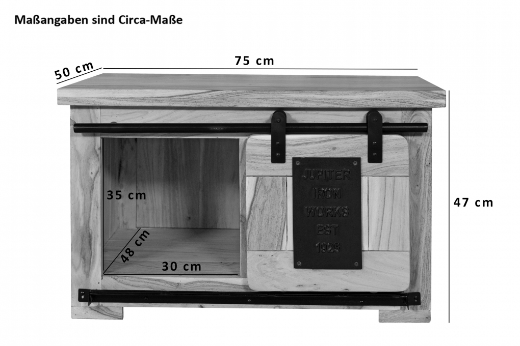 Lowboard TV-Board Truhenschrank Akazie massiv natur 75 x 47 x 50 cm LIBRO itemprop=