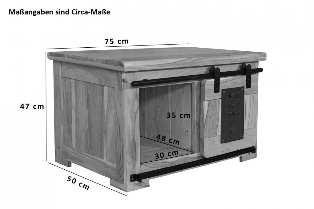 Lowboard TV-Board Truhenschrank Akazie massiv natur 75 x 47 x 50 cm LIBRO itemprop=