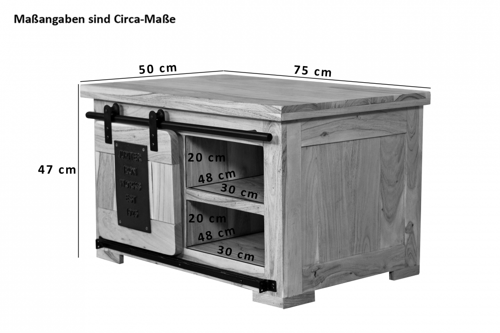 Lowboard TV-Board Truhenschrank Akazie massiv natur 75 x 47 x 50 cm LIBRO itemprop=