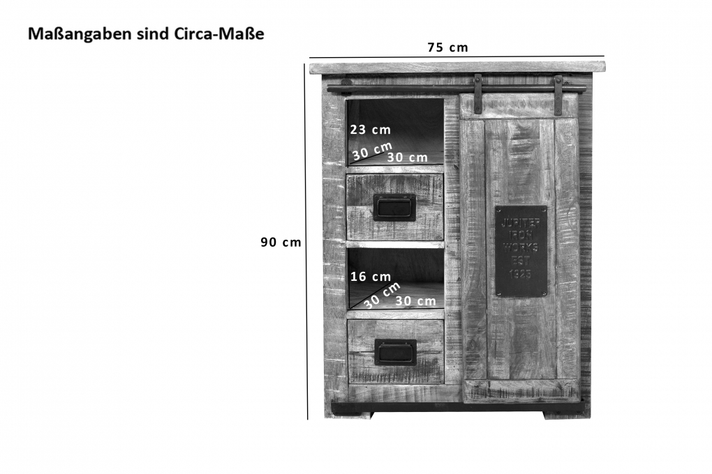 Sideboard Kommode mit Holzrolltür Mango massiv vielfarbig 75 x 90 x 36 cm LIBRO itemprop=