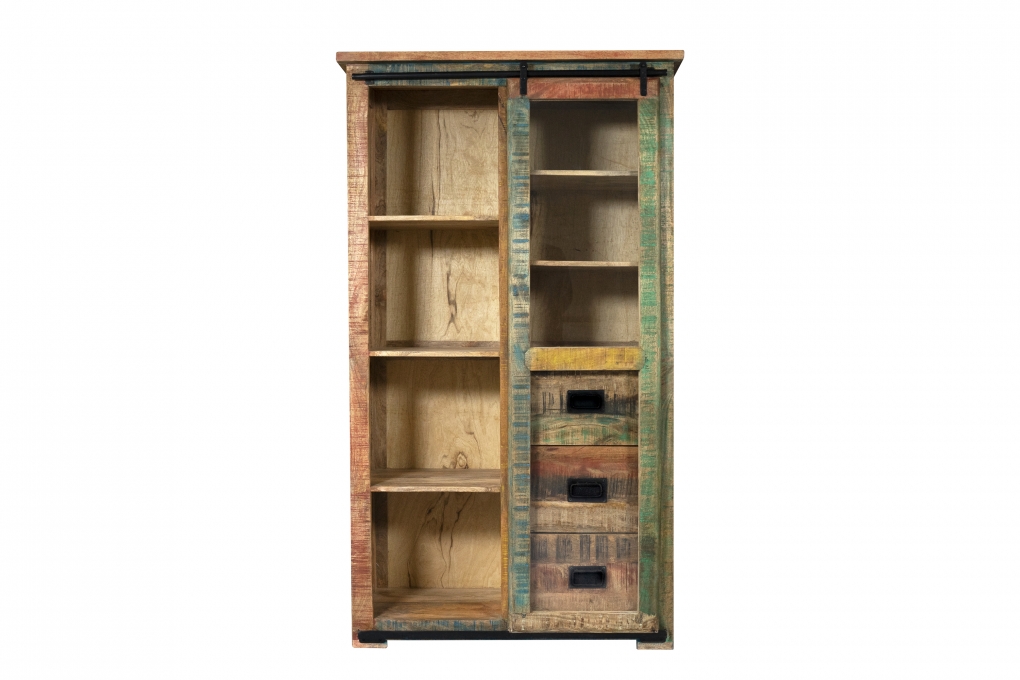 Highboard Vitrine Mango massiv vielfarbig 100 x 175 x 45 cm LIBRO itemprop=