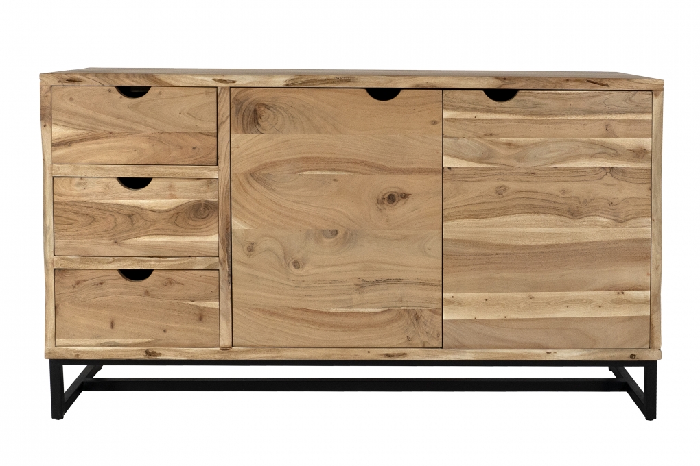 Sideboard Kommode Akazienholz naturfarben massiv 145 x 80 cm Sukhothai itemprop=