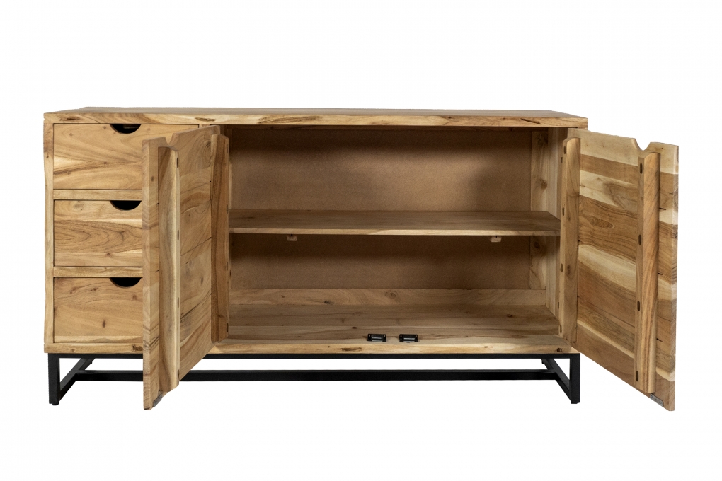 Sideboard Kommode Akazienholz naturfarben massiv 145 x 80 cm Sukhothai itemprop=